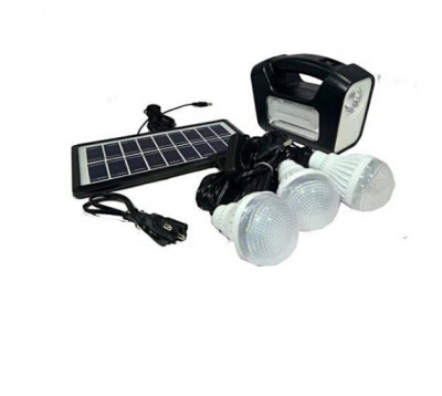 Kit camping cu panou solar fotovoltaic cu 3 becuri LED foto