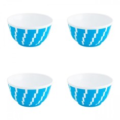 Set boluri, 4 piese, 350 ml, Plastic, Albastru turcoaz