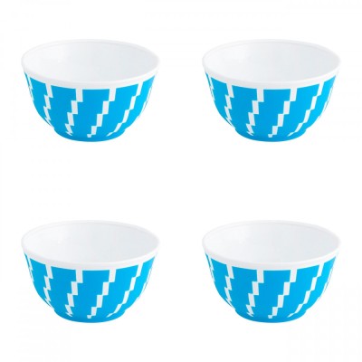 Set boluri, 4 piese, 350 ml, Plastic, Albastru turcoaz foto