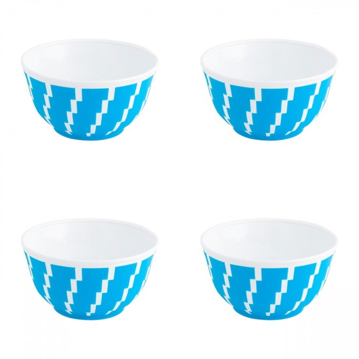 Set boluri, 4 piese, 350 ml, Plastic, Albastru turcoaz