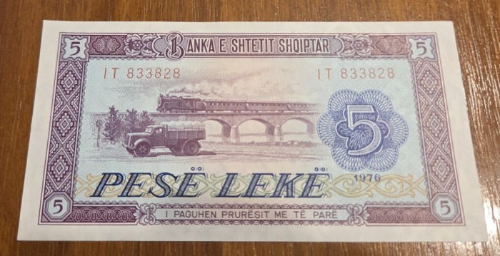 5 leke 1976, Albania, aUNC