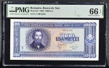 1000 lei 1950 PMG66 UNC bancnota gradata