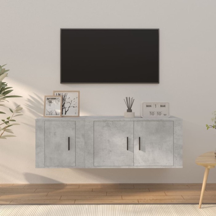 vidaXL Set dulap TV, 2 piese, gri beton, lemn prelucrat 3188410