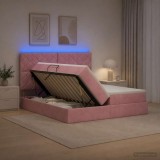 Cumpara ieftin Pat cu LED si saltea Roz 180 x 200 cm Catifea