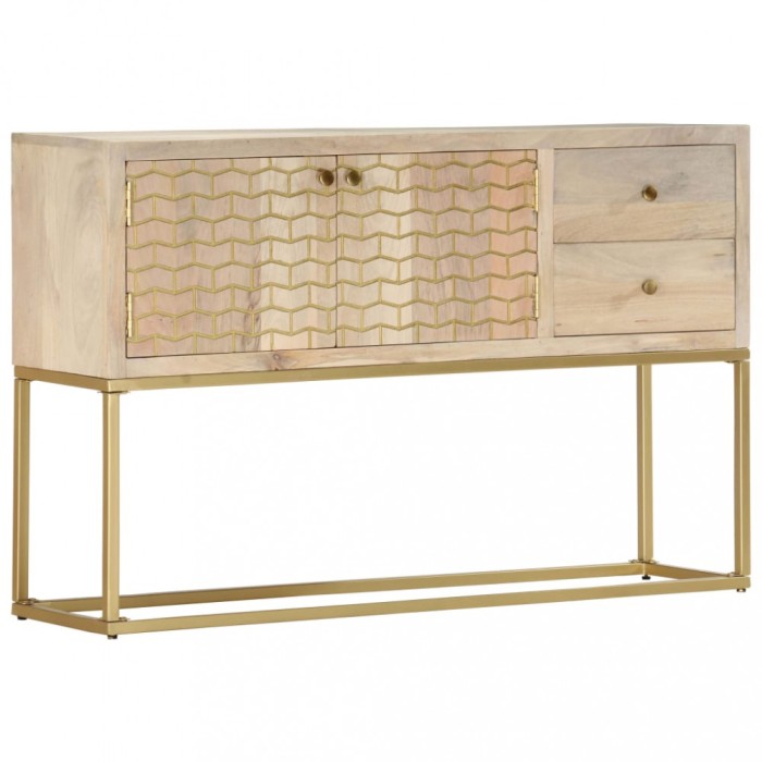 Dulap, auriu, 120 x 30 x 75 cm, lemn masiv de mango