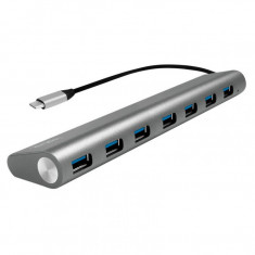 HUB USB Logilink UA0310, USB 3.0 x7, USB Tip C, Argintiu