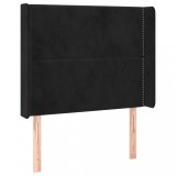 Cumpara ieftin Tablie de pat cu aripioare, negru, 83x16x118/128 cm, catifea