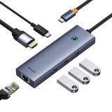 Baseus - Docking Station UltraJoy (B00052807813-00) - Type-C to HDMI, 3xUSB, Type-C, RJ45, 4K@60Hz - Space Grey