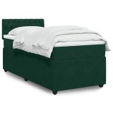 vidaXL Pat box spring cu saltea, verde &icirc;nchis, 90x200 cm, catifea 3287647