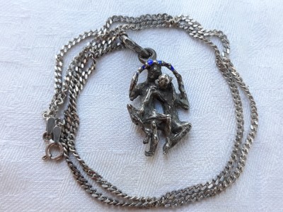argint MEDALION INDRAGOSTITI 1920 art deco FRANTA de efect UNIC splendid pe Lant argint foto