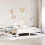 VidaXL Cadru de pat cu sertare, alb, 200x200 cm, lemn masiv de pin