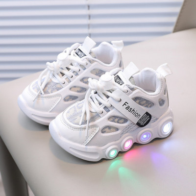 Adidasi albi cu gri si ivoire cu luminite (Marime Disponibila: Marimea 29) foto