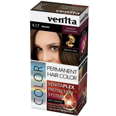 Vopsea de par permanenta, Venita Plex, 125 ml, Nr 4.17, Saten foto