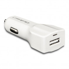 Incarcator auto Qoltec 50129 12-24V 12W 2.4A USB White foto