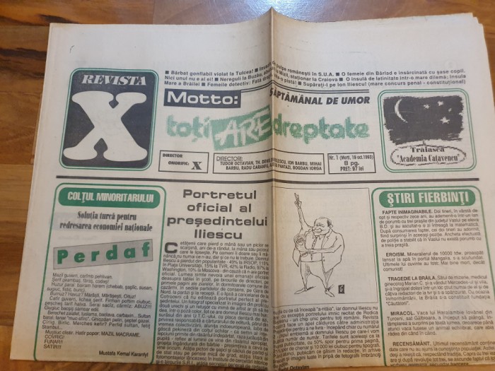 revista X - 19 octombrie 1993-anul 1,nr.1-prima aparitie,art. magda catone