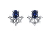 Cercei Argint 925 Royal Tiara Safir Albastru Zirconiu Cristale Albe Femei atcom