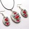 Set bijuterii cu flori , set bijuterii lemn cadou femei 41825