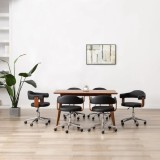 vidaXL Scaune pivotante, 6 buc. negru, lemn curbat &amp; piele ecologică
