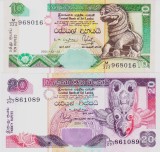 Bancnota Sri Lanka 10 si 20 Rupii 2001 - P115a/116a UNC ( set x2 )