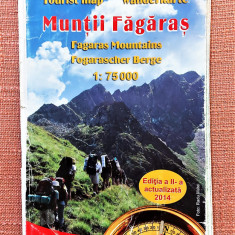 Muntii Fagaras - Harta turistica, scara 1:75 000 (engleza, germana, romana)