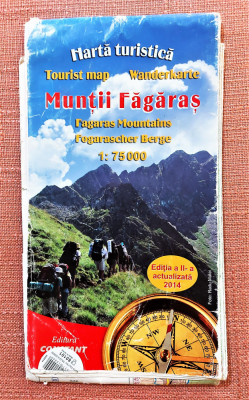 Muntii Fagaras - Harta turistica, scara 1:75 000 (engleza, germana, romana) foto