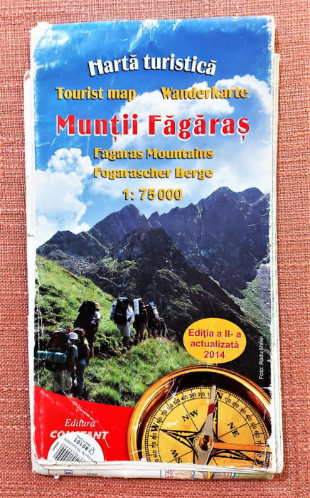 Muntii Fagaras - Harta turistica, scara 1:75 000 (engleza, germana, romana)