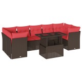 Cumpara ieftin Set canapele de gradina cu 8 piese si perne, poliratan maro