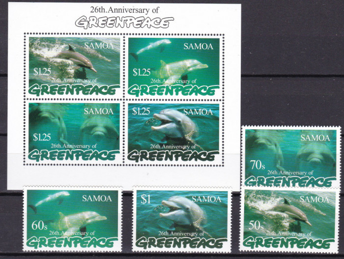 Samoa 1997 fauna marina delfini MI 860-63 + bl.62 MNH