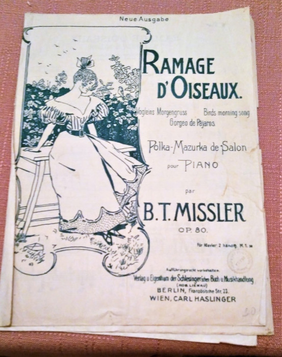 Ramage D&#039; Oiseaux. Polka -Mazurka de Salon pour Piano Op.80 - B. T. Missler
