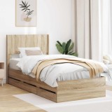 Cumpara ieftin Cadru de pat cu depozitare si tablie Stejar Sonoma 100 x 200 cm