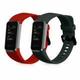 Set 2 curele kwmobile pentru Huawei Band 4, Silicon, Verde/Rosu, 59802.04