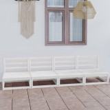 VidaXL Canapea de grădină cu 4 locuri, alb, lemn masiv de pin 3075340