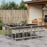 VidaXL Set mobilier grădină cu perne, 9 piese, gri deschis, poliratan