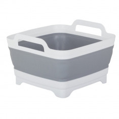 Uscator, scurgator, cutie/caserola alimente pentru camping, Verk Group, silicon, pliabila, gri, 8 L, 29x31x20 cm