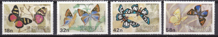 DB1 Fauna Fluturi Zambia 1980 4 v. MNH