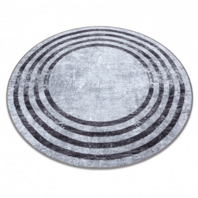 MIRO 51231.806 cerc covor lavabil Linii anti-alunecare - gri / negru, cerc 120 cm foto