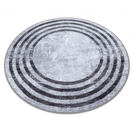 MIRO 51231.806 cerc covor lavabil Linii anti-alunecare - gri / negru, cerc 200 cm