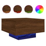 Cumpara ieftin Masuta de cafea cu lumini LED, stejar maro, 55x55x31 cm