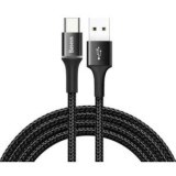 Cablu alimentare si date Baseus Halo, Fast Charging Data Cable pt. smartphone, USB la USB Type-C 2A, brodat, 2m, negru