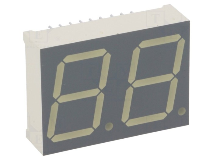 Afișaj LED 7 segmente verde 20mm, 2 digits