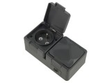Conector alimentare AC 2P+PE 250VAC 16A gri &icirc;nchis - Abex