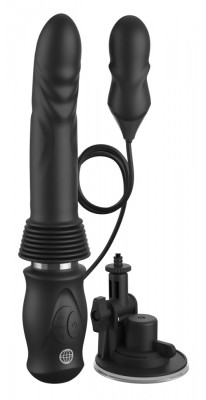 Stimulator Ultimate Silicone Thruster, 10 Moduri Vibratii, 3 Moduri Impingere, Silicon, USB, Negru, 29 cm foto