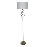 Cumpara ieftin Lampadar Quanfy E27 aluminiu auriu si tesatura crem 40x40x180 cm