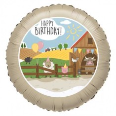 Balon folie &amp;quot;Happy Birthday&amp;quot; ferma vesela rotund 43 cm foto