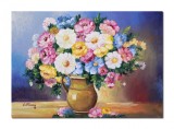 Cumpara ieftin Tablou cu flori pictat manual, Parfum de sarbatoare, 70x50cm ulei pe panza, gata de expus pe perete