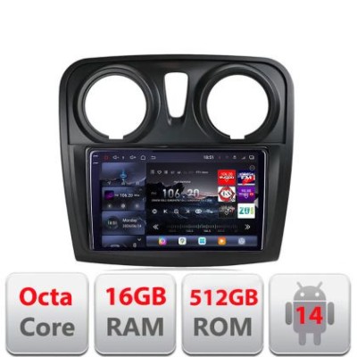 Navigatie Dacia Sandero Logan Lodgy 2012-2020 Edotec Kit-sandero 8 core QLED 2K 16+512 360 Android Waze USB Navigatie Internet Youtube Radio CarStore foto