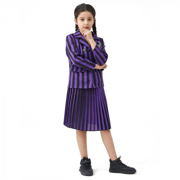 Costum Wednesday uniforma Nevermore Academy pentru fete 5-7 ani 110-120 cm