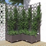 Jardinieră de grădină cu spalier, maro, 80x80x121,5 cm, PP