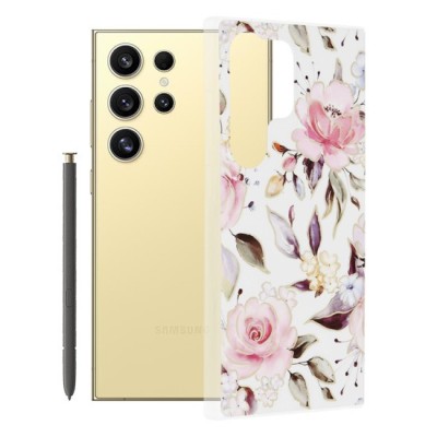 Husa pentru Samsung Galaxy S24 Ultra - Techsuit Marble Series - Chloe White foto