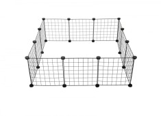Tarc metalic pentru animale mici Nuxie, 30 cm inaltime, 90x90 cm, otel si plastic, negru